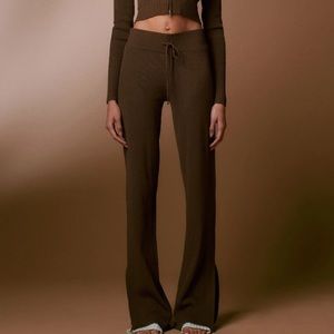 I AM GIA Brown Ribbed Slit Pants (Thea Knit Pant)